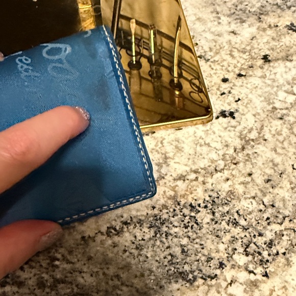 Coach Blue checkbook or money Wallet with Horse and Carriage Design - Picture 3 of 4